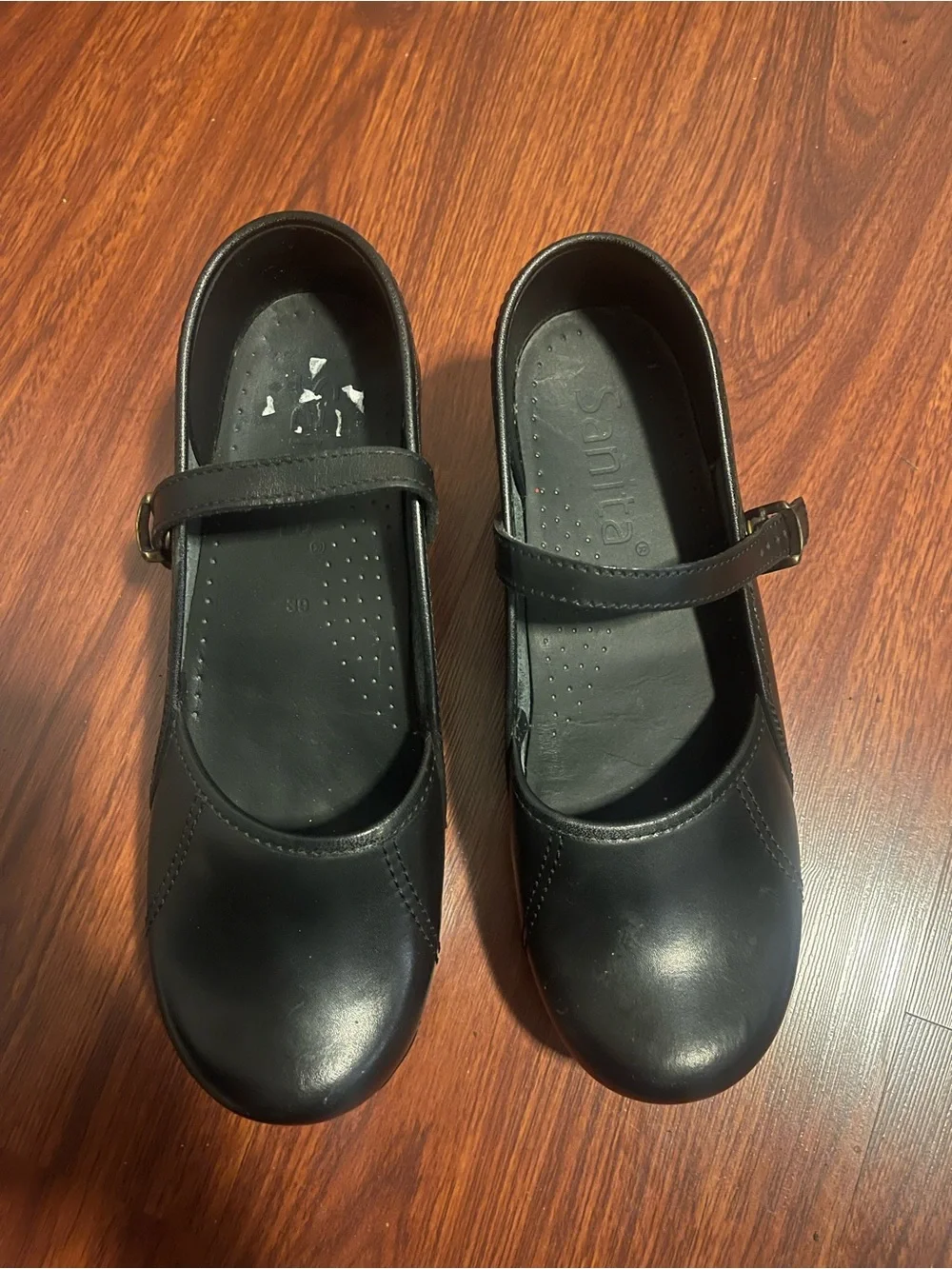 Sanita Black Mary Jane Kids' Clogs with Buckle